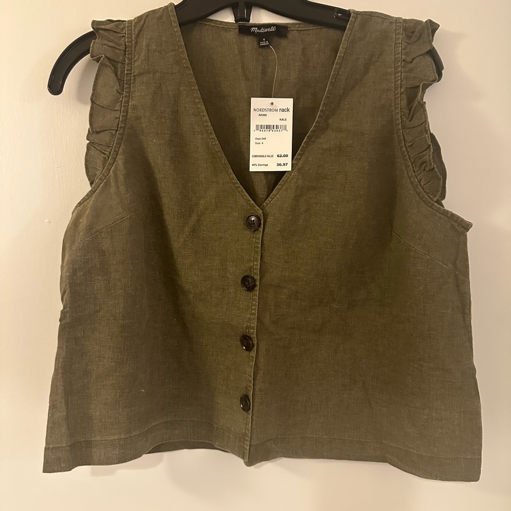 Madewell Olive Green Sleeveless Top/Vest